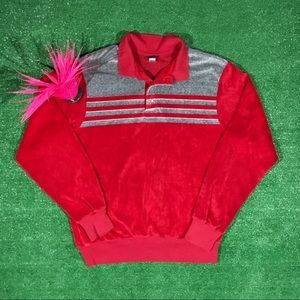 Vintage 90s Velvet Colorblock Stripes Polo shirt